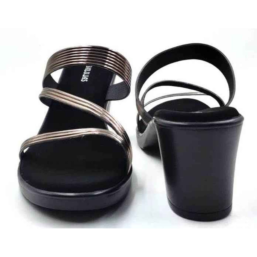 5443-25: Balujas Gunmetal Block Heel Sandals