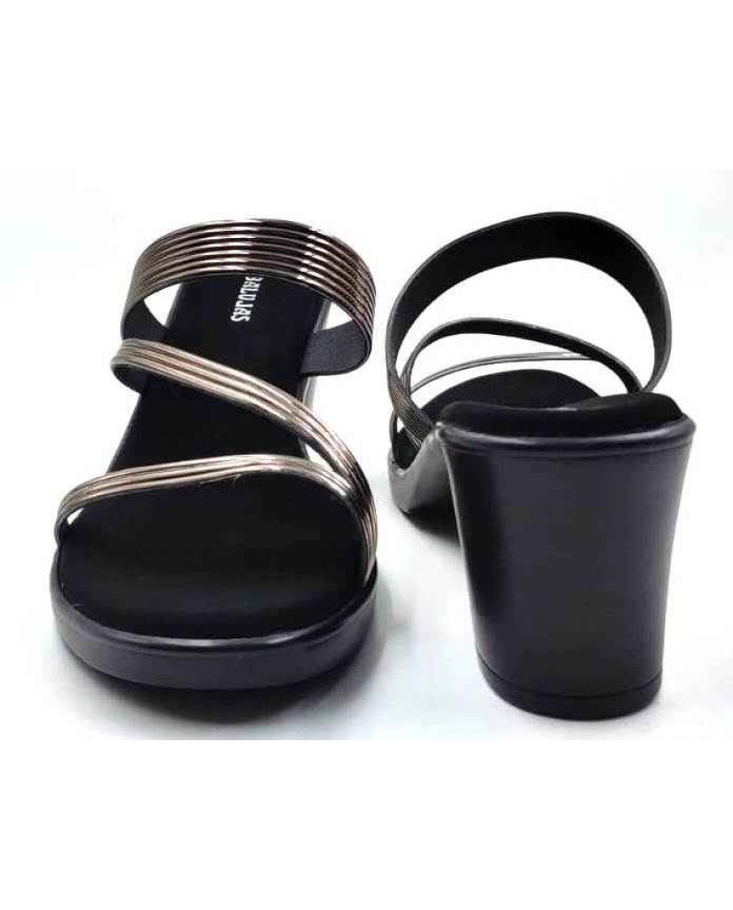 5443-25: Balujas Gunmetal Block Heel Sandals