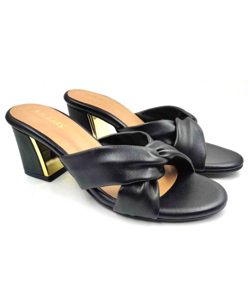 9110-19: Balujas Black Block Heel Sandals