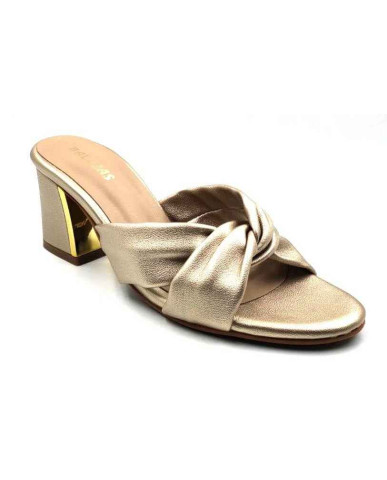9110-19: Balujas Golden Block Heel Sandals