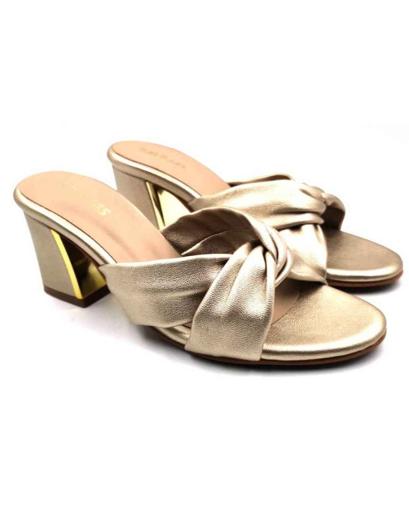 9110-19: Balujas Golden Block Heel Sandals