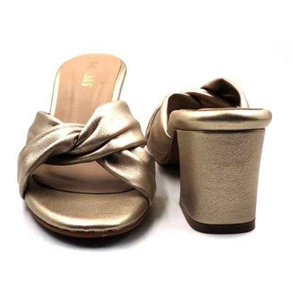 9110-19: Balujas Golden Block Heel Sandals