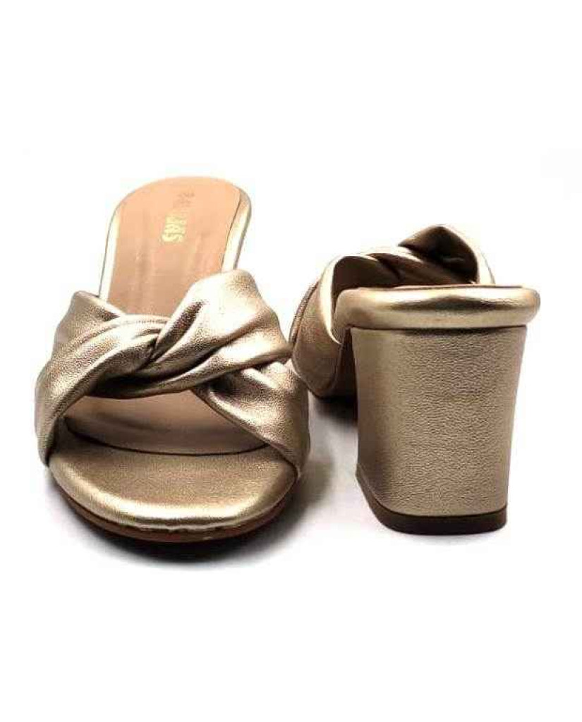 9110-19: Balujas Golden Block Heel Sandals