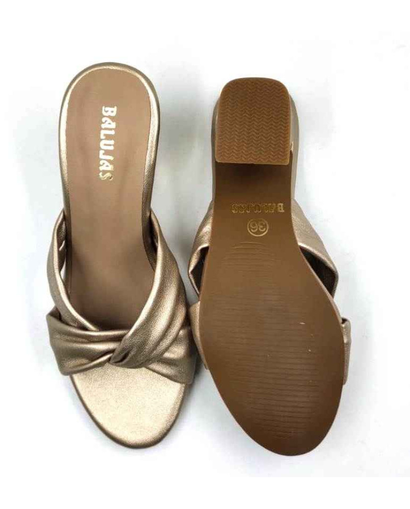 9110-19: Balujas Golden Block Heel Sandals