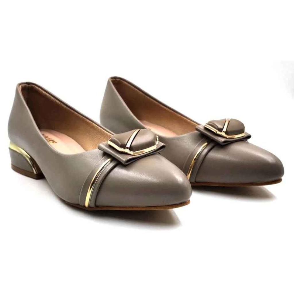 BAL 318: Taupe Khaki Ballerina with Sleek Buckle 