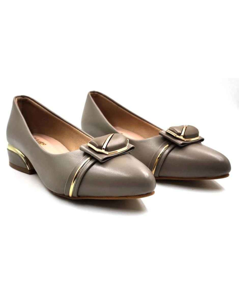 BAL 318: Taupe Khaki Ballerina with Sleek Buckle 