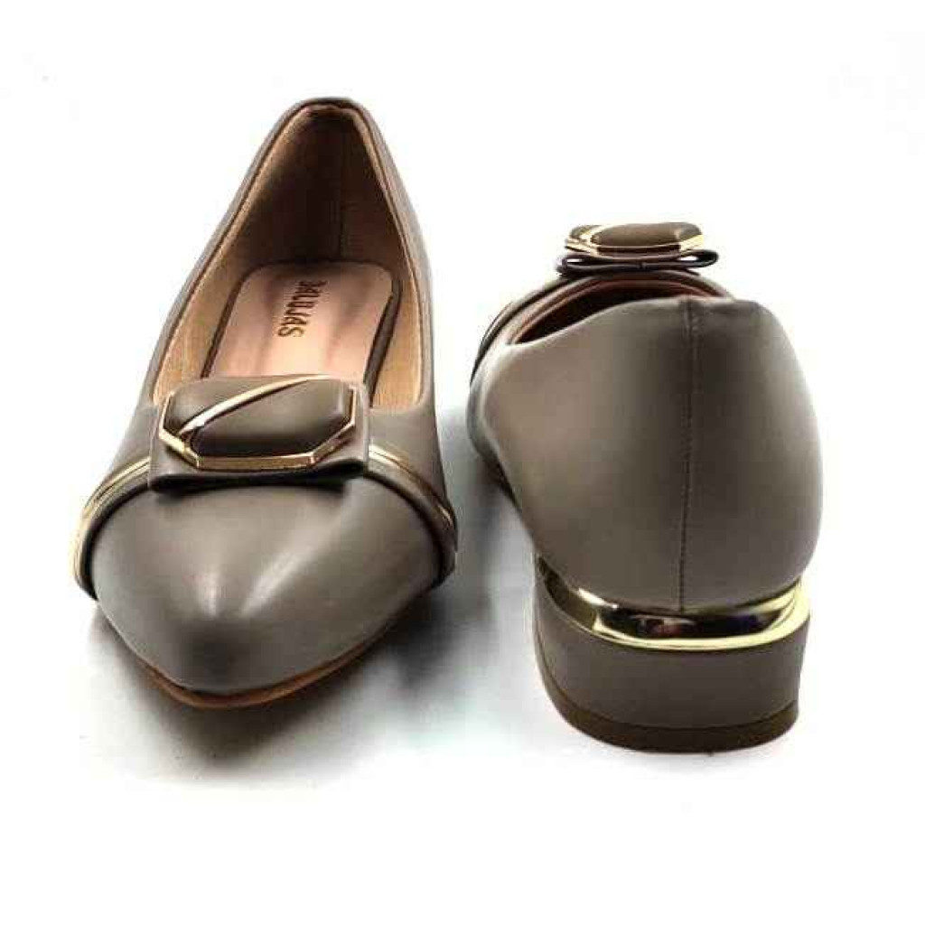 BAL 318: Taupe Khaki Ballerina with Sleek Buckle 