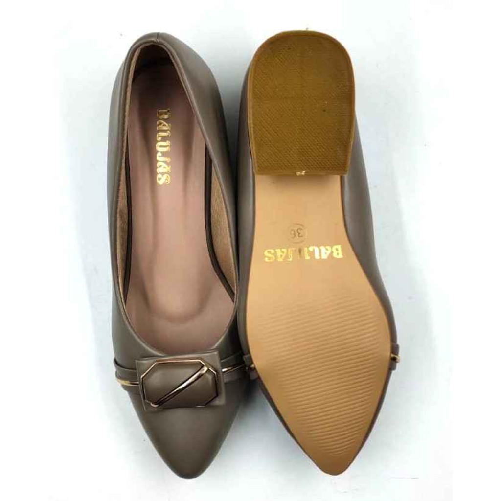 BAL 318: Taupe Khaki Ballerina with Sleek Buckle 