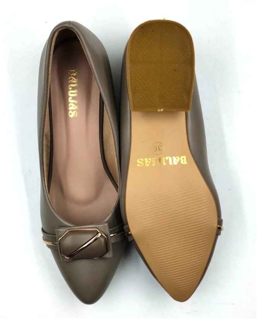 BAL 318: Taupe Khaki Ballerina with Sleek Buckle 