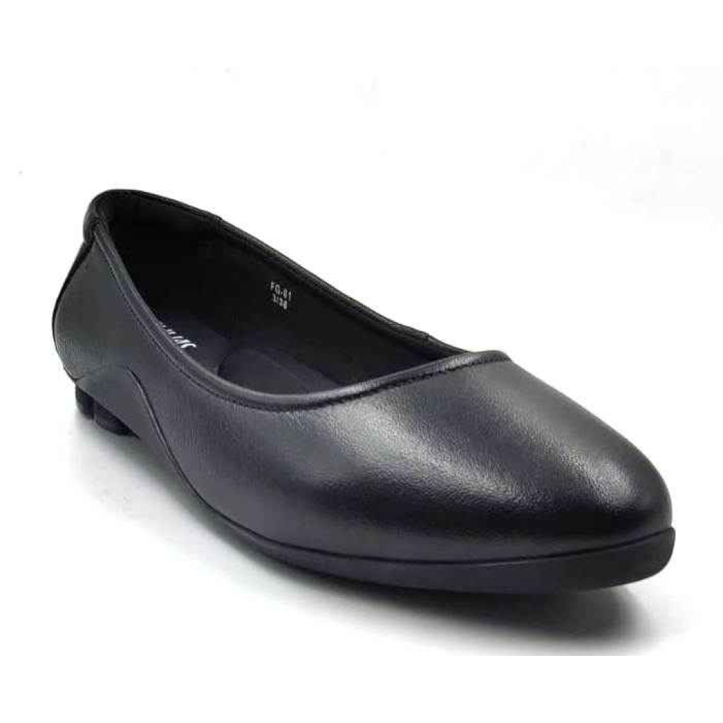 FG-01 Balujas Black Leather Ballerina Flats