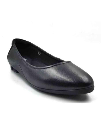 FG-01 Balujas Black Leather Ballerina Flats