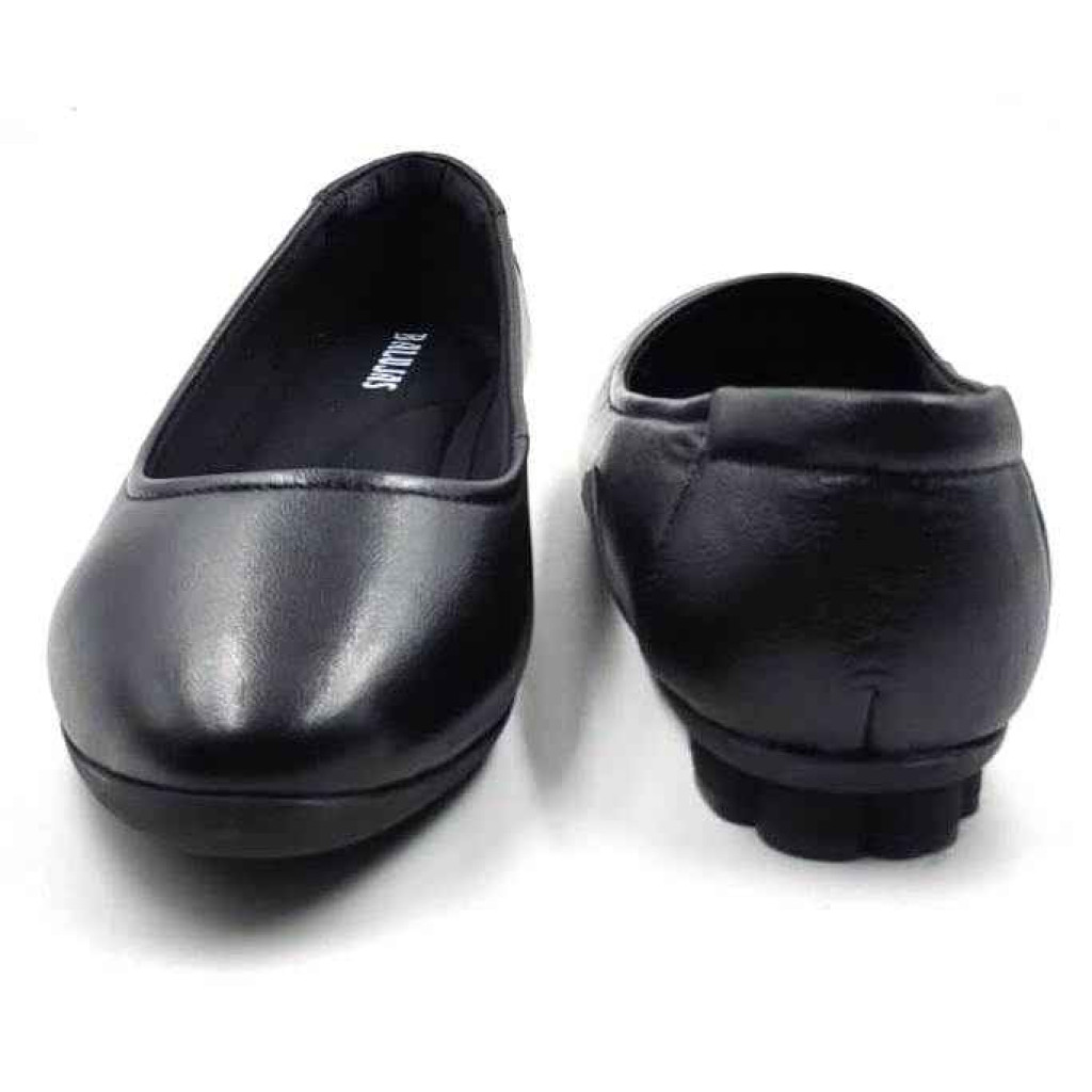 FG-01 Balujas Black Leather Ballerina Flats