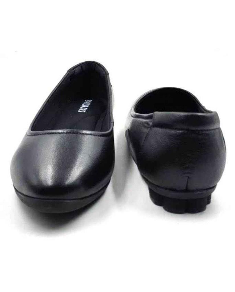 FG-01 Balujas Black Leather Ballerina Flats