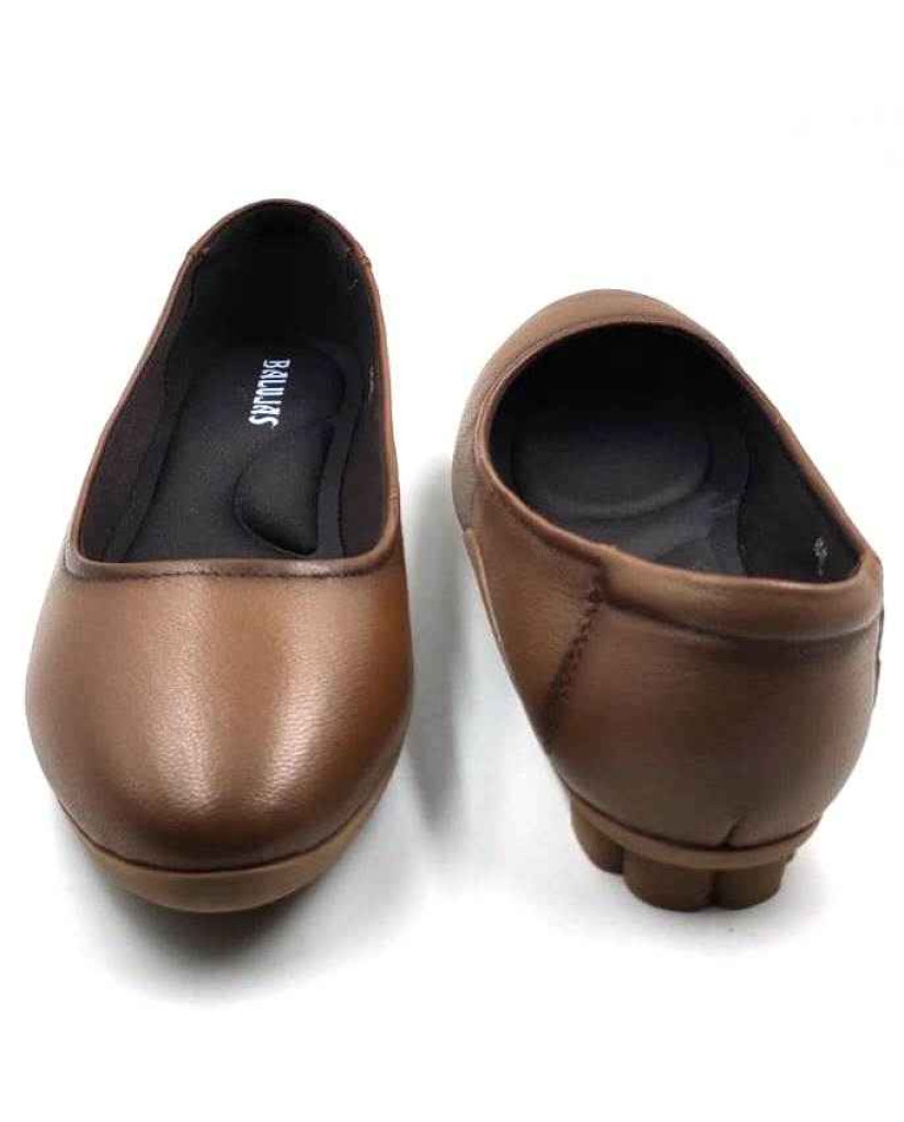 FG-01 Balujas Tan Leather Ballerina Flats