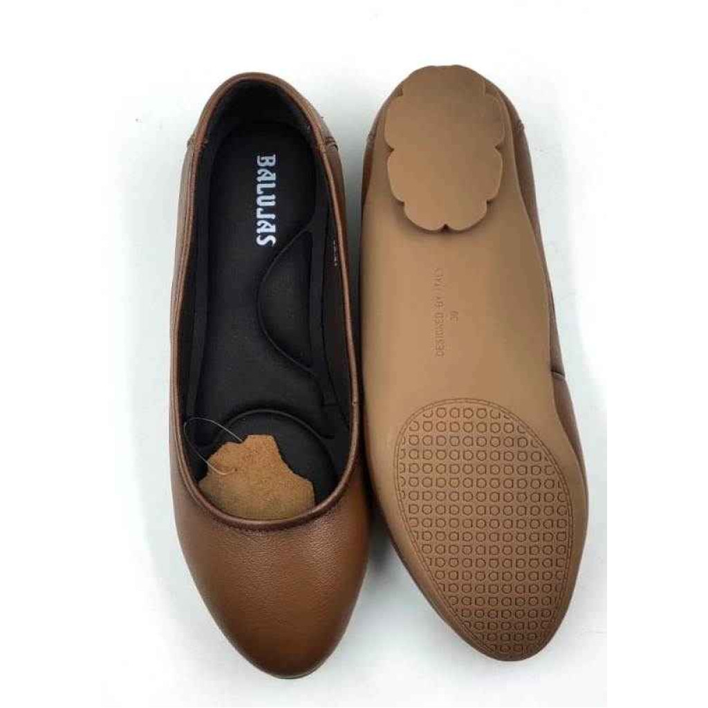 FG-01 Balujas Tan Leather Ballerina Flats
