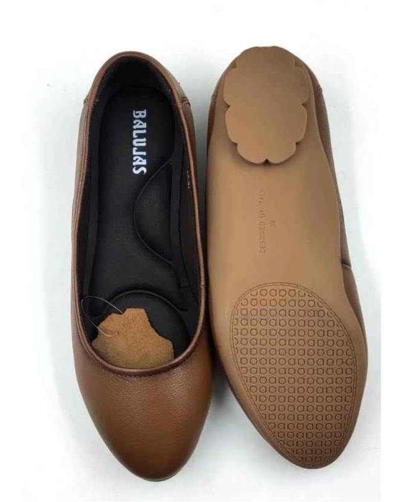 FG-01 Balujas Tan Leather Ballerina Flats