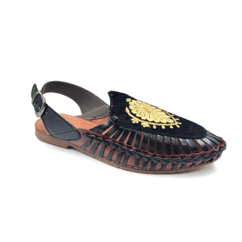 101 Balujas Men Black Pathanis Sandals