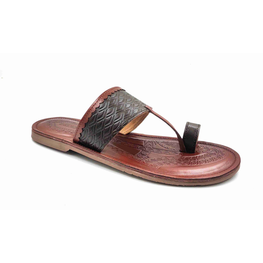 103: Brown Leather Toe-Ring Kolhapuri Chappal
