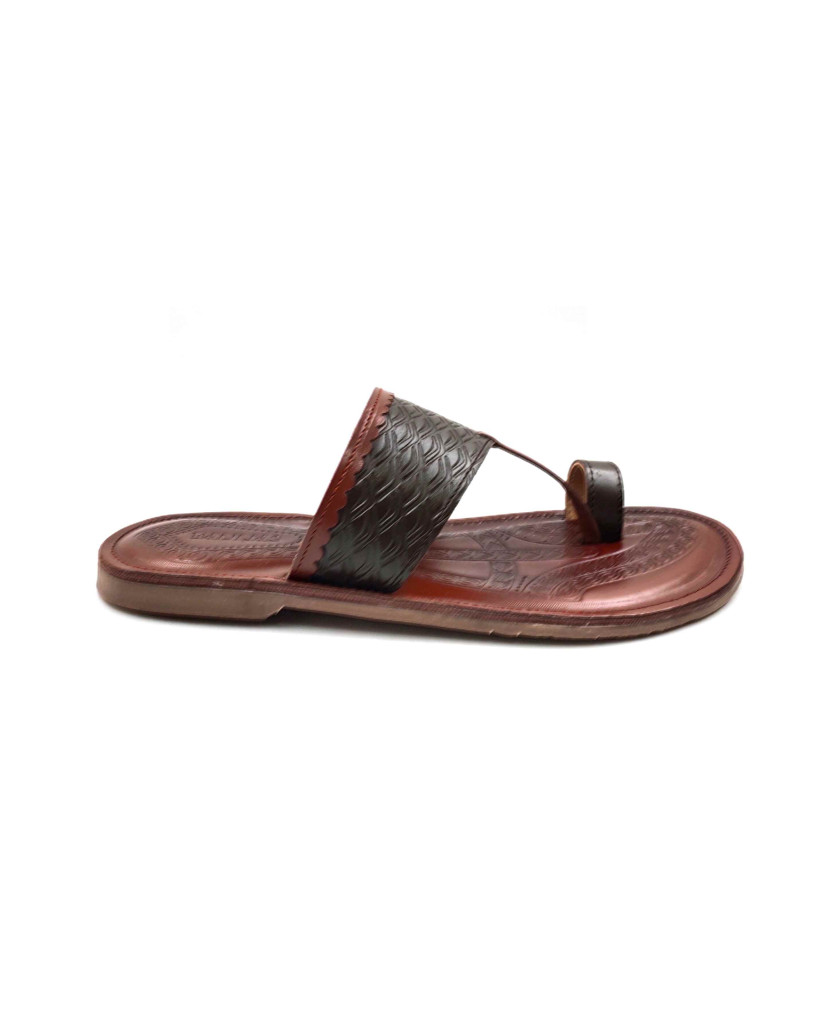 103: Brown Leather Toe-Ring Kolhapuri Chappal