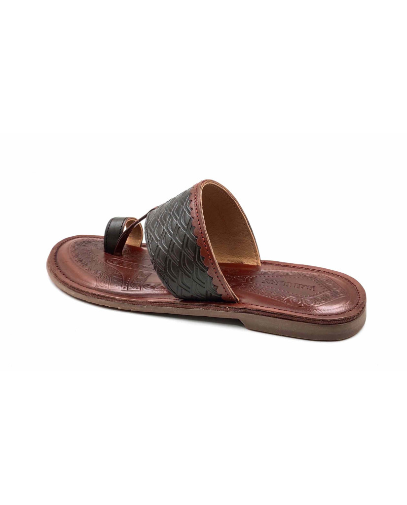 103: Brown Leather Toe-Ring Kolhapuri Chappal