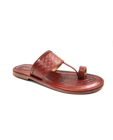 103: Tan Leather Toe-Ring Kolhapuri Chappal