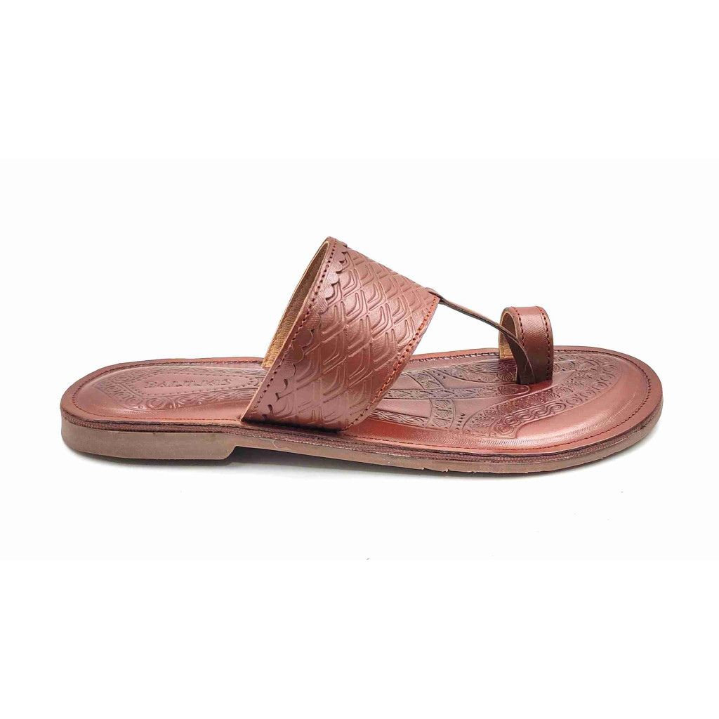 103: Tan Leather Toe-Ring Kolhapuri Chappal