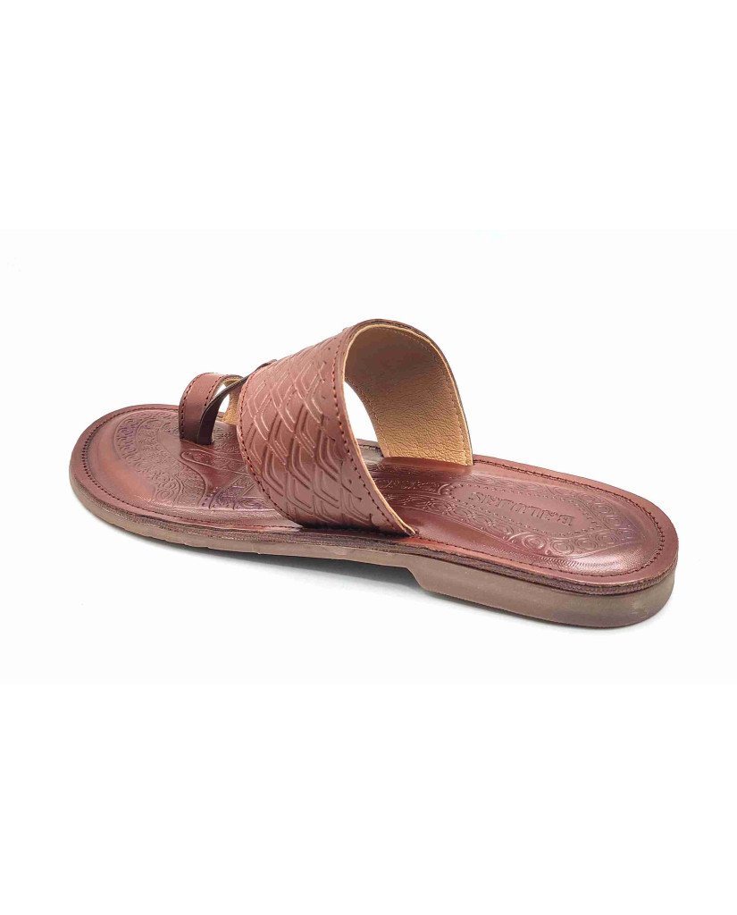 103: Tan Leather Toe-Ring Kolhapuri Chappal