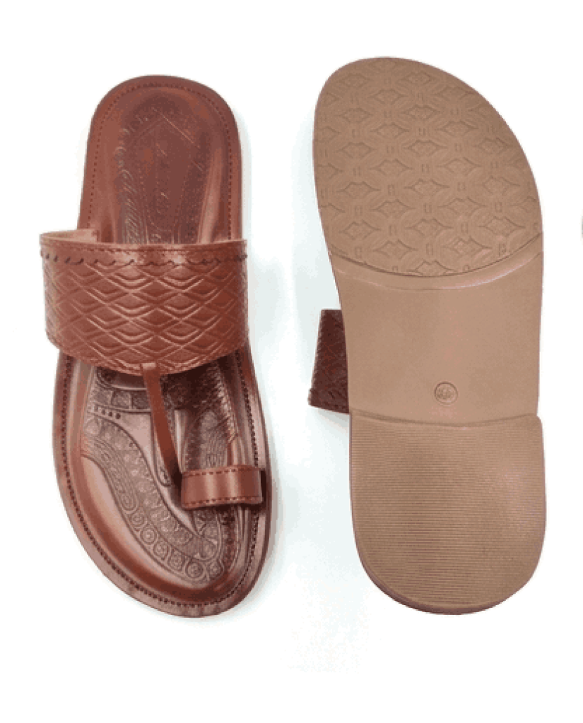 103: Tan Leather Toe-Ring Kolhapuri Chappal