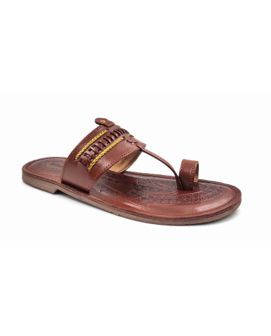 104 Balujas Tan Leather Kolhapuri Chappal