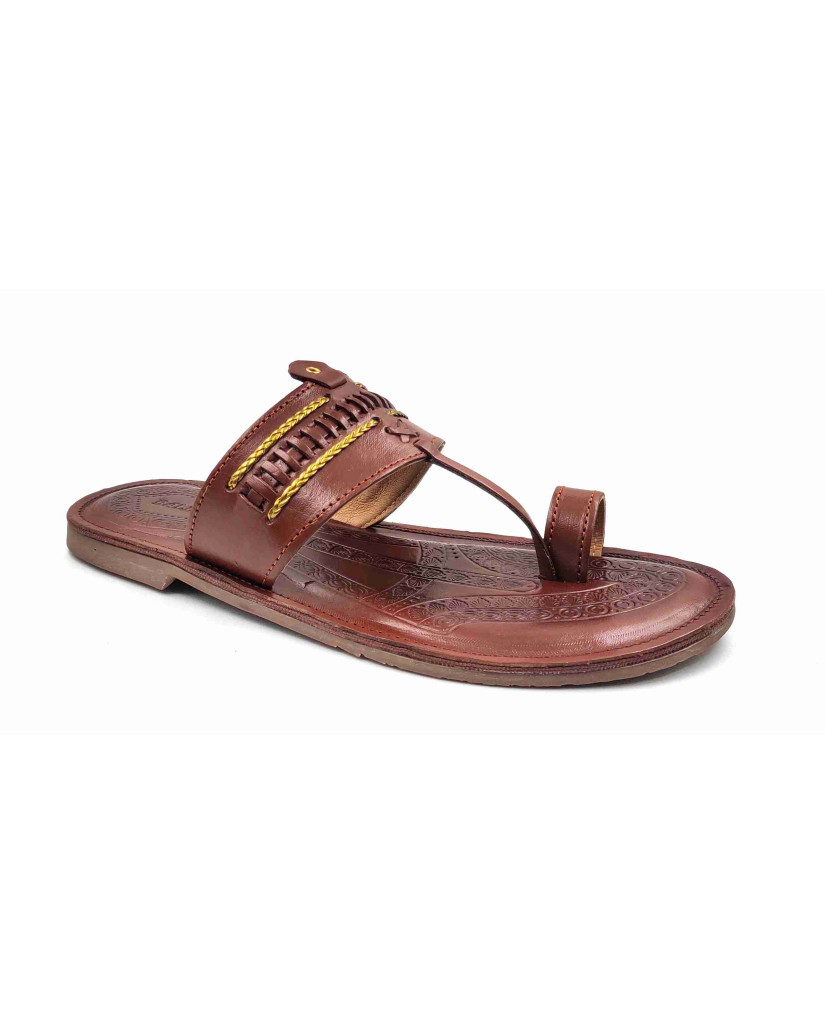 104 Balujas Tan Leather Kolhapuri Chappal