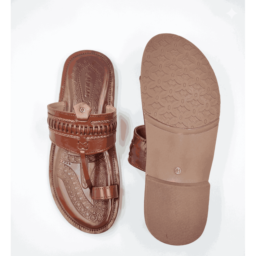 104 Balujas Tan Leather Kolhapuri Chappal