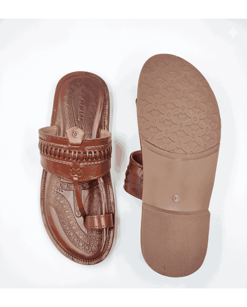 104 Balujas Tan Leather Kolhapuri Chappal