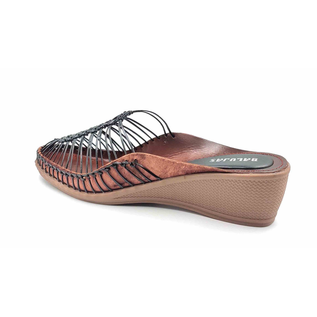 189 Balujas Women Black Wedge Heel Mules 