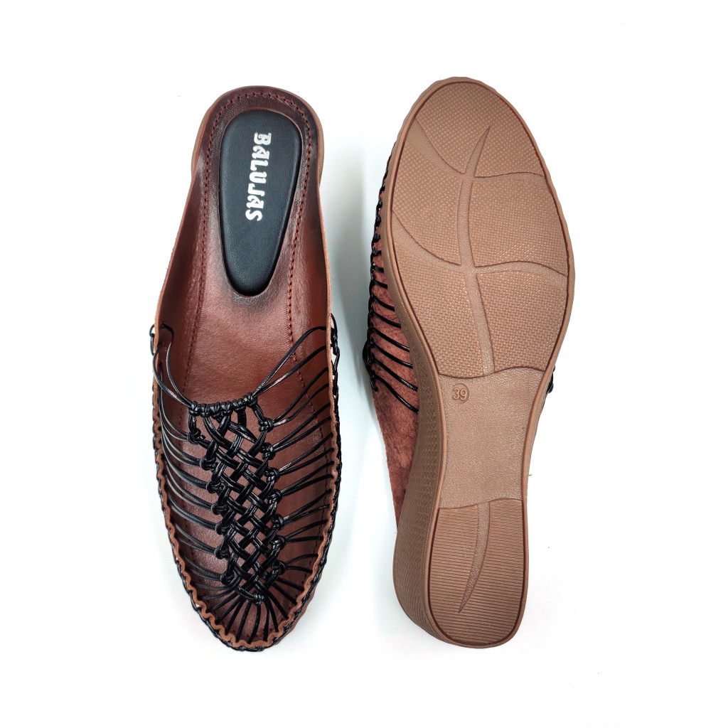 189 Balujas Women Black Wedge Heel Mules 