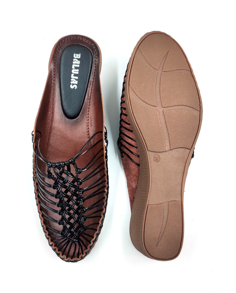 189 Balujas Women Black Wedge Heel Mules 