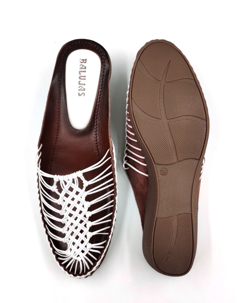 189 Balujas Women White Wedge Heel Mules 