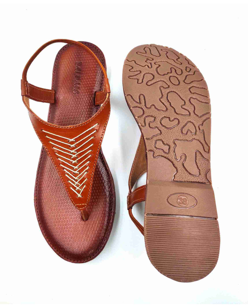  47 Balujas Women Tan Flat Slippers