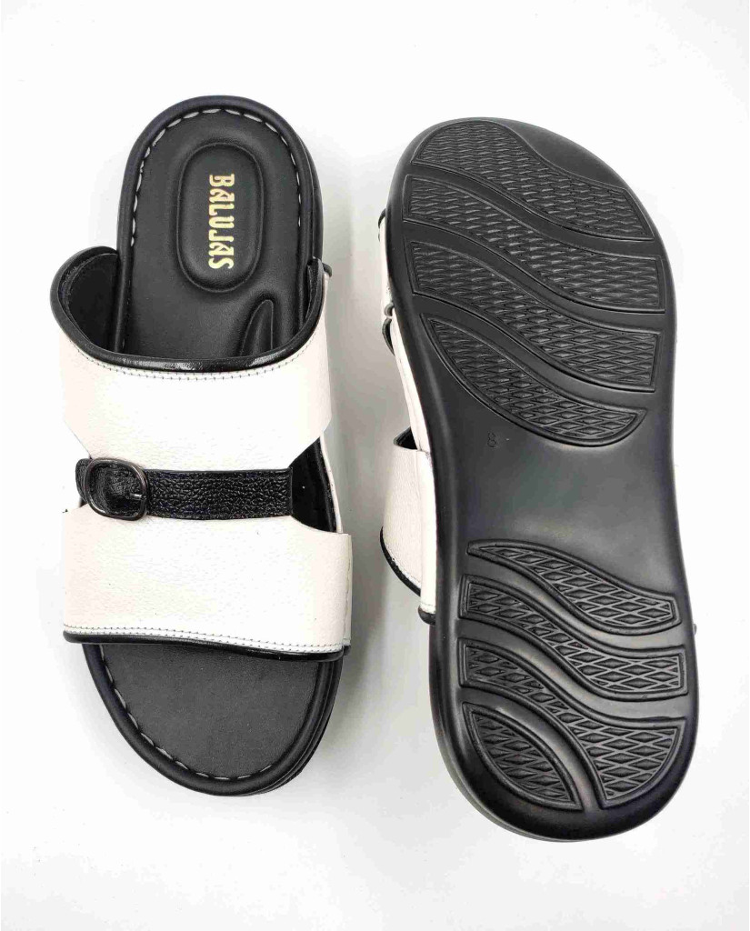 5005: Balujas Men White Slippers