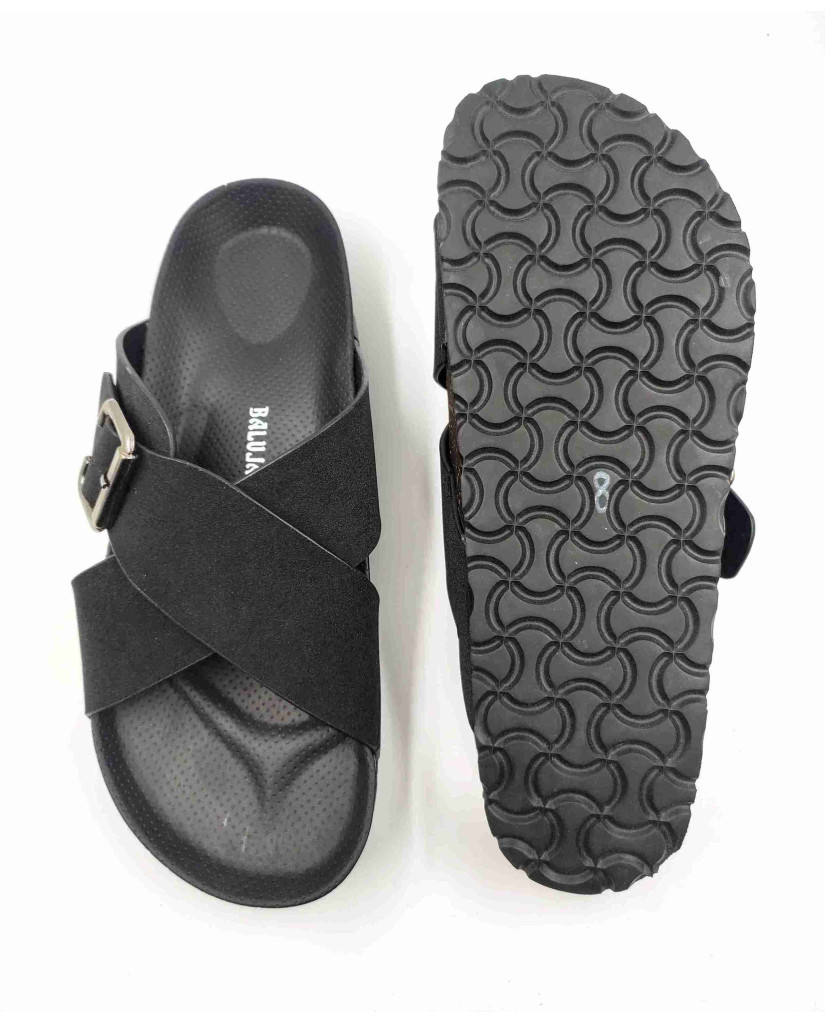 7002: Balujas Men Black Slippers