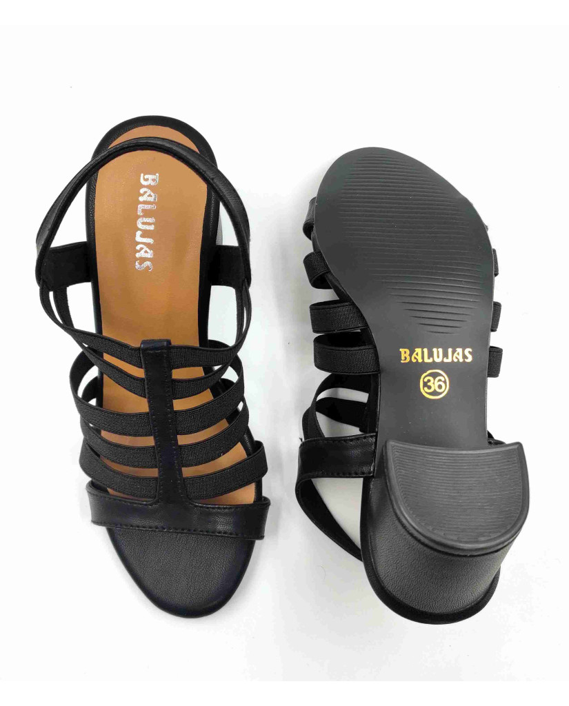9110-28 Balujas Black Block Heel Sandal