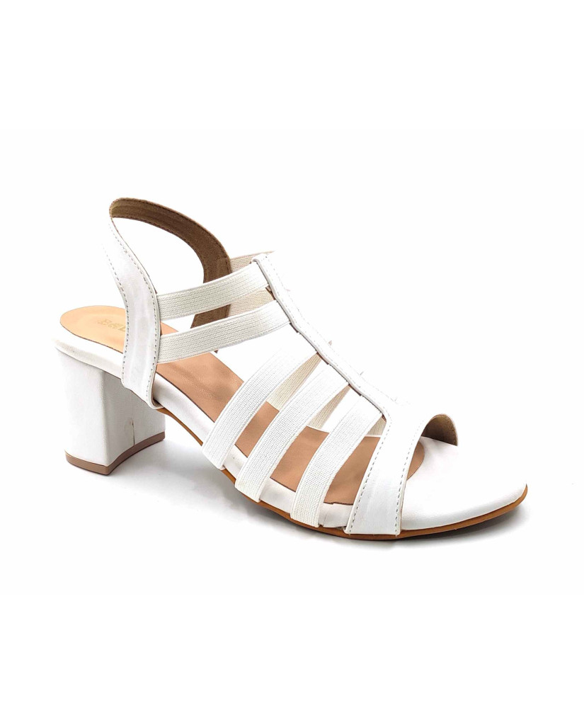 9110-28 Balujas White Block Heel Sandal