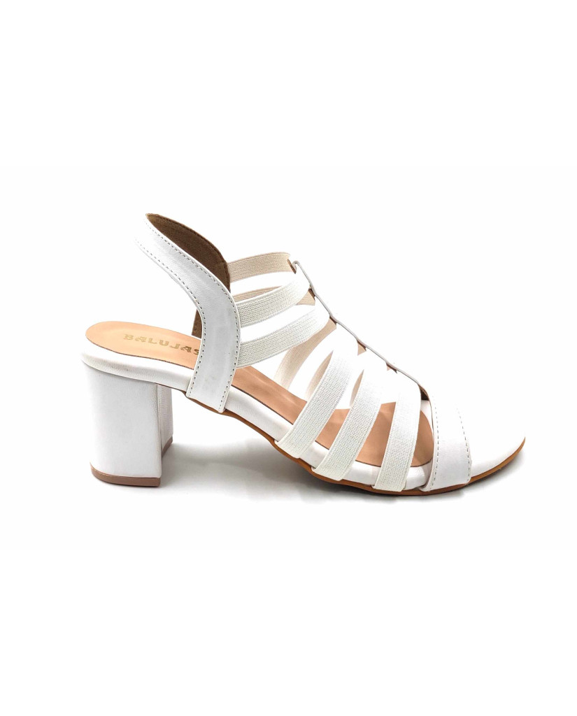 9110-28 Balujas White Block Heel Sandal