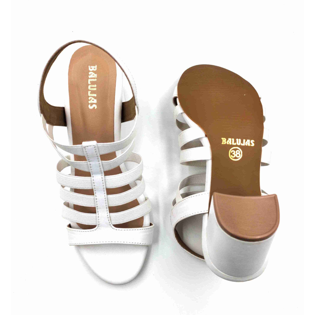 9110-28 Balujas White Block Heel Sandal