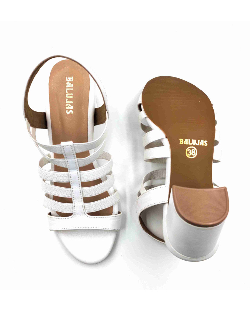 9110-28 Balujas White Block Heel Sandal