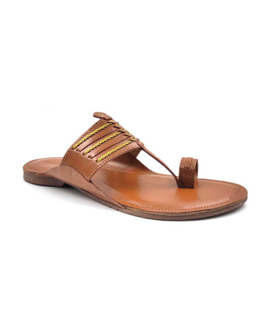 99: Chiku Leather Toe-Ring Kolhapuri Chappal