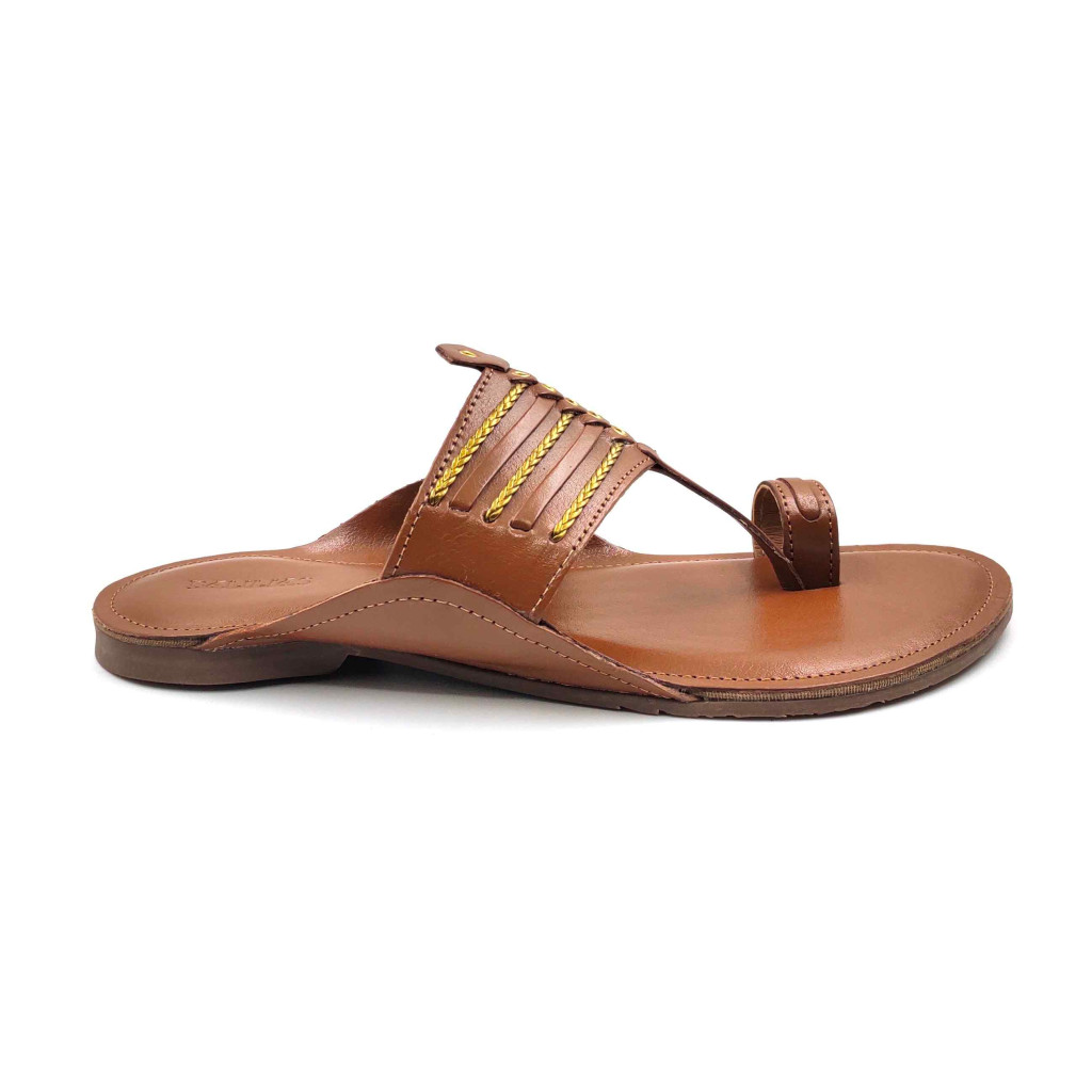 99: Chiku Leather Toe-Ring Kolhapuri Chappal