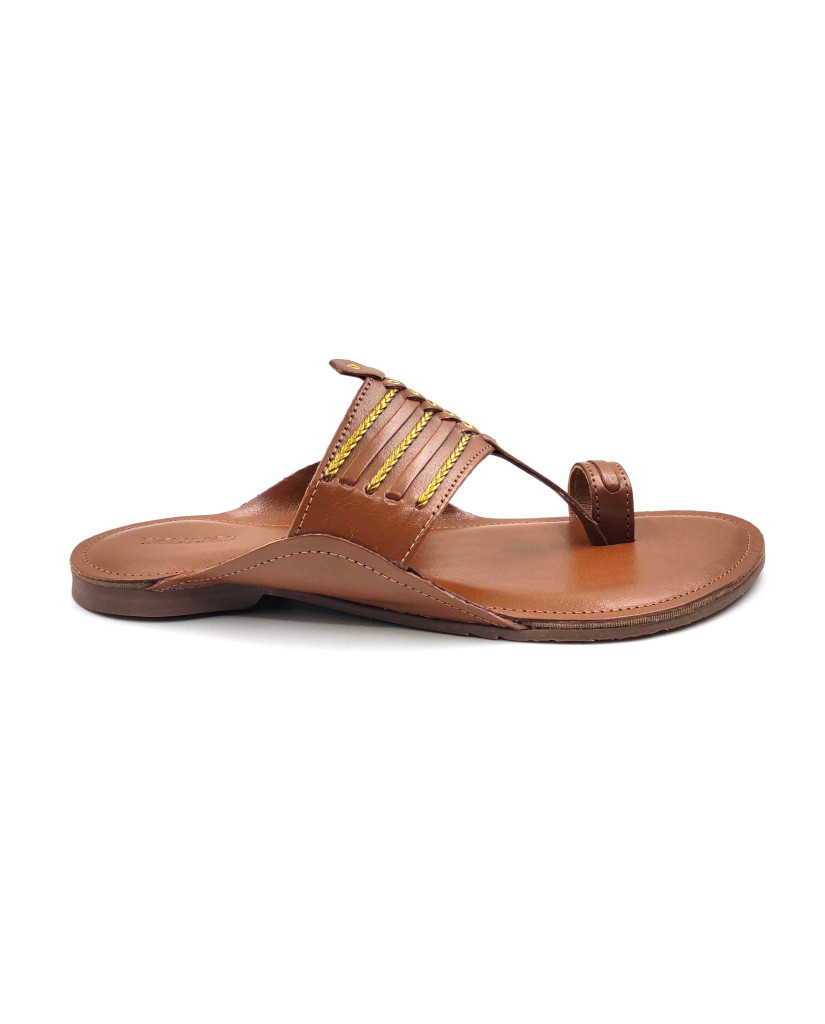 99: Chiku Leather Toe-Ring Kolhapuri Chappal