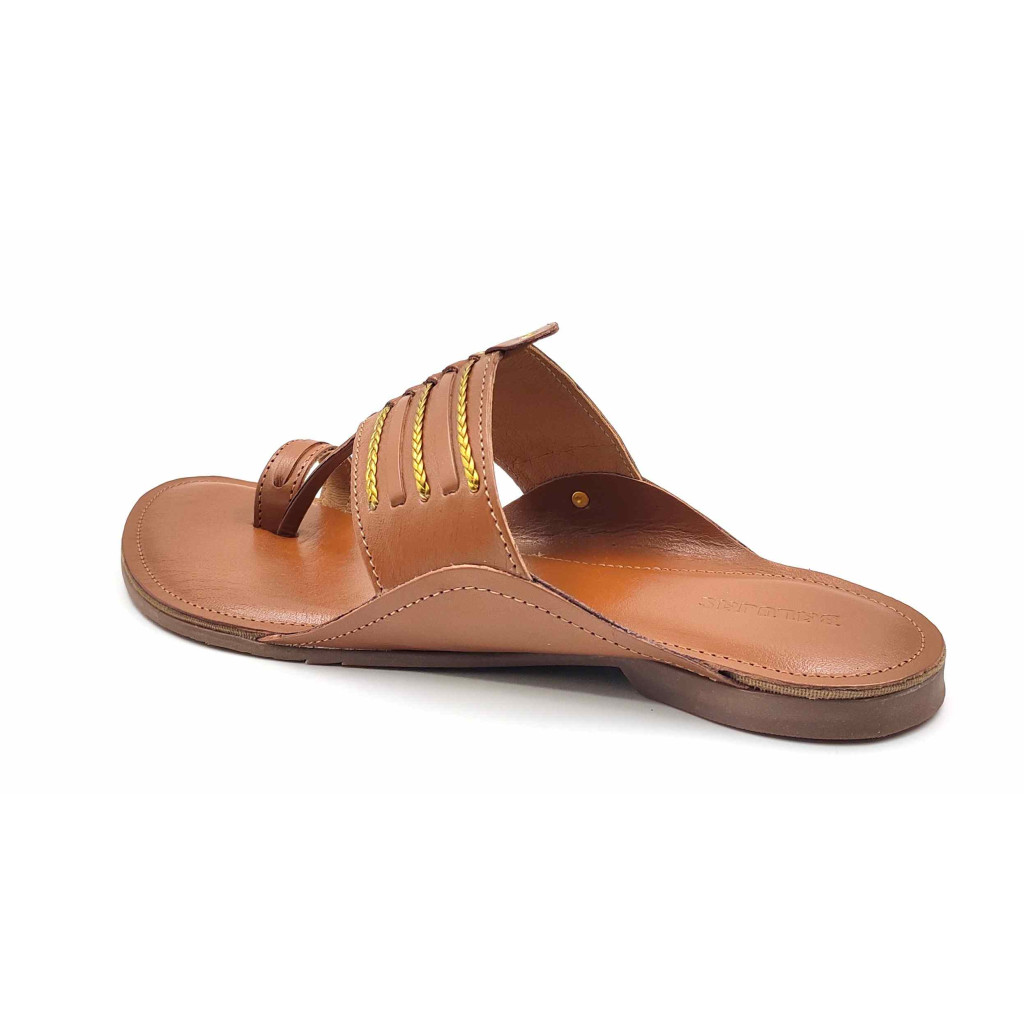 99: Chiku Leather Toe-Ring Kolhapuri Chappal