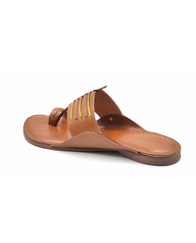 99: Chiku Leather Toe-Ring Kolhapuri Chappal