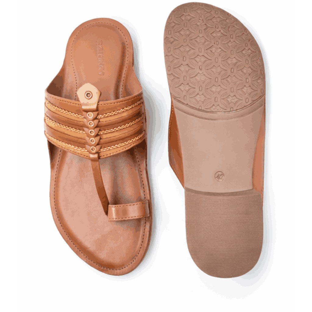 99: Chiku Leather Toe-Ring Kolhapuri Chappal